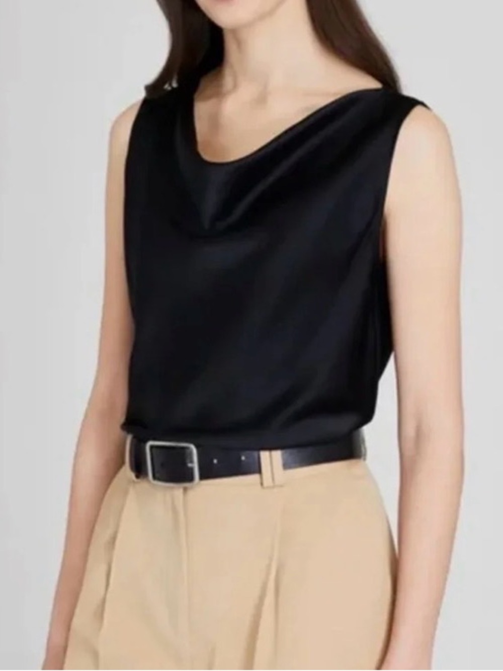Club Monaco Silk Black Cowl Neck Blouse